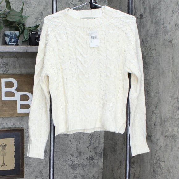 NWT Cotton Emporium Women's Cable Knit Pullover Sweater M Ivory - Picture 2 of 5